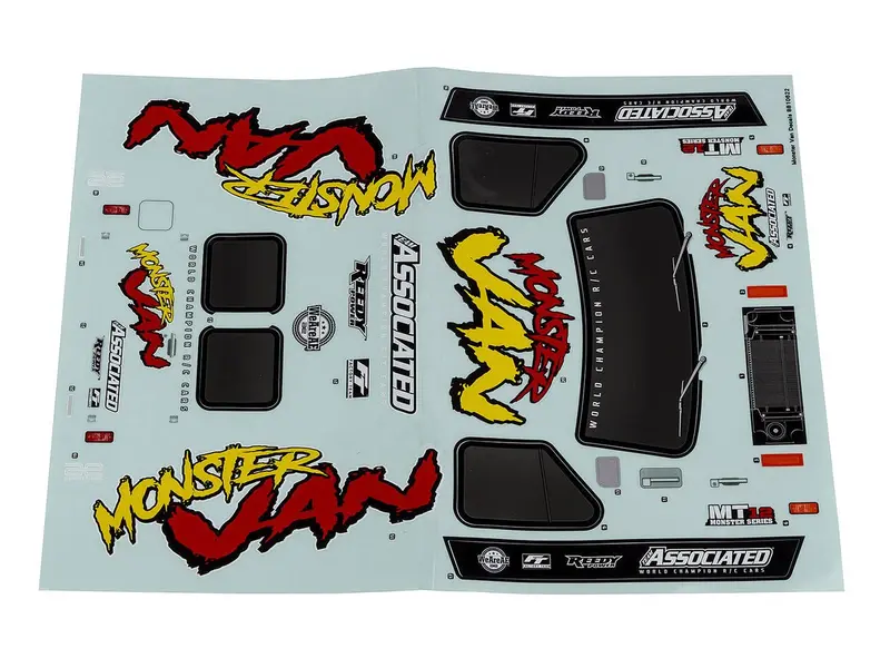 Team Associated - Mt12 Monster Van Decal Sheet 1