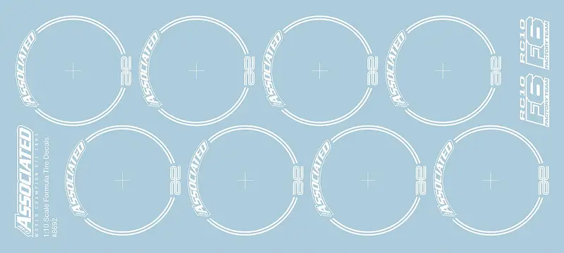 Team Associated - Rc10f6 Tire Decals, White 1