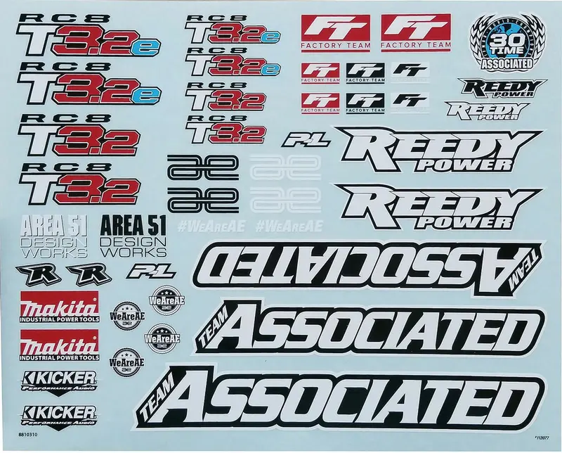 Team Associated - Rc8t3.2 Decal Sheet 1
