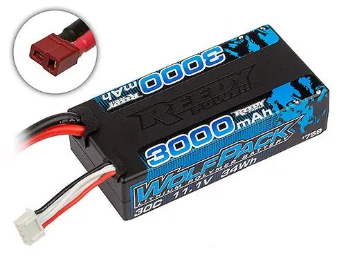 Team Associated - Reedy Wolfpack Lipo 3000Mah 30C 11.1V Shorty, T-Plug 1
