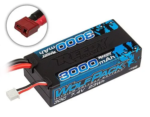 Team Associated - Reedy Wolfpack Lipo 3000Mah 30C 7.4V Shorty Pack, T-Plug 1