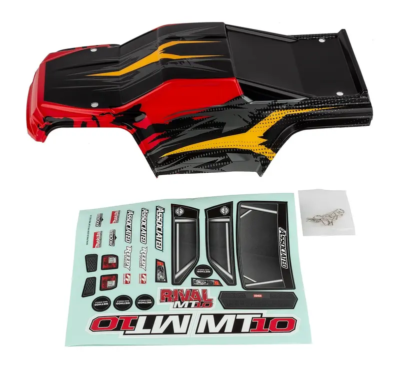 Team Associated - Rival Mt10 Body V2, Red/Yellow 1