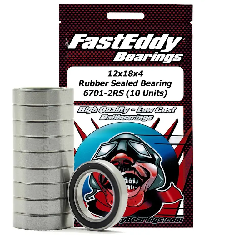 Team Fasteddy - 12X18x4mm Rubber Sealed Bearing (10) 6701-2Rs 1