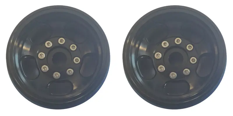 Team Knk - 1.55" Aluminum Beadlock 5 Slot Wheels - Black (1 Pair) 1
