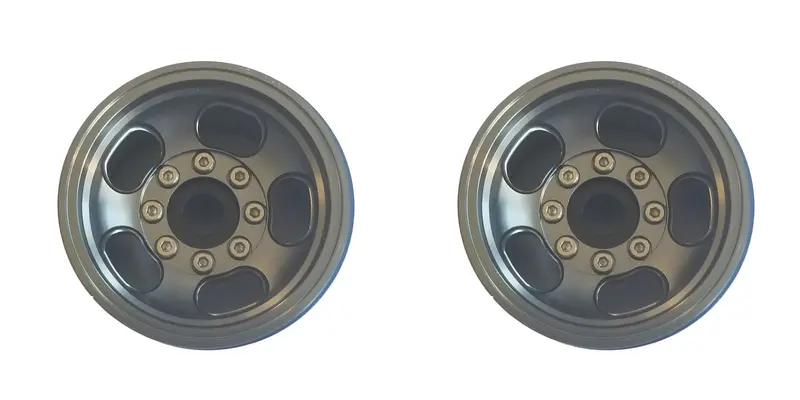 Team Knk - 1.55" Aluminum Beadlock 5 Slot Wheels - Gray (1 Pair) 1