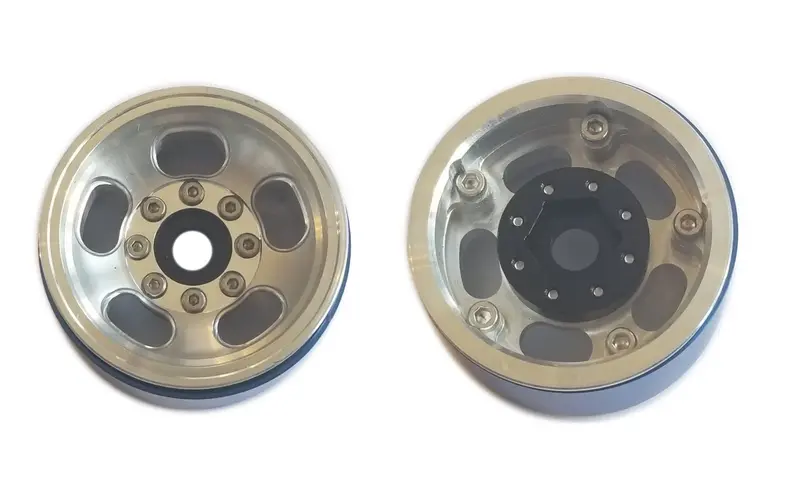 Team Knk - 1.55" Aluminum Beadlock 5 Slot Wheels - Natural (1 Pair) 1