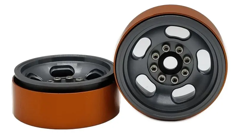 Team Knk - 1.9" Aluminum Beadlock 5 Slot Wheels - Gray (1 Pair) 1