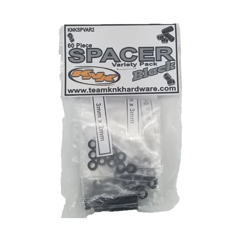 Team Knk - 60 Piece 3Mm Aluminum Spacer Variety Pack - Black 1