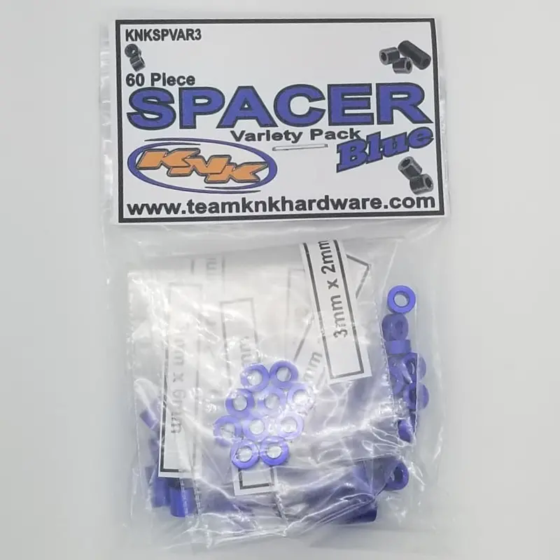 Team Knk - 60 Piece 3Mm Aluminum Spacer Variety Pack - Blue 1
