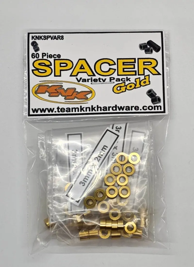 Team Knk - 60 Piece 3Mm Aluminum Spacer Variety Pack - Gold 1