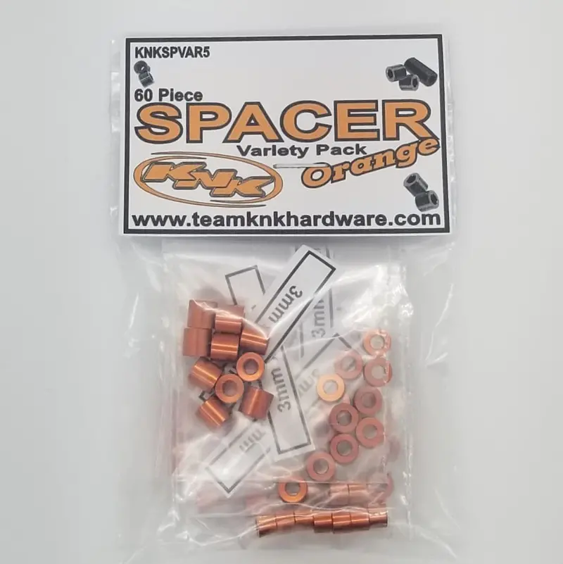 Team Knk - 60 Piece 3Mm Aluminum Spacer Variety Pack - Orange 1