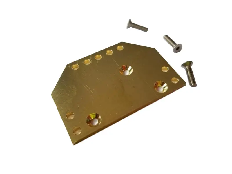 Team Knk - Brass Servo Plate With Upper 4 Link Mounting Holes 1