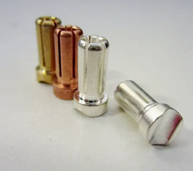 Tq Wire - 5Mm Male Short Light Bullets (Pr.) Copper / Silver 13Mm 1