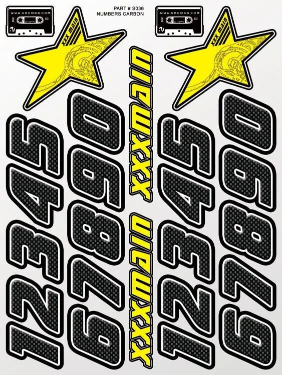 Xxx Main Racing - Numbers Carbon Sticker Sheet 1