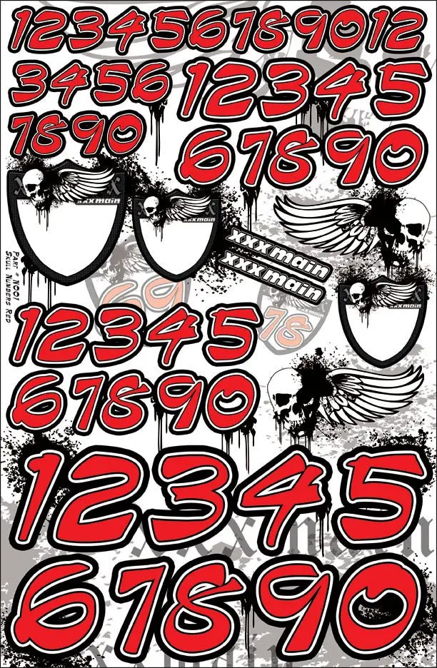 Xxx Main Racing - Skull Numbers - Red 1