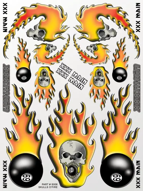 Xxx Main Racing - Skulls O'fire Sticker Sheet 1