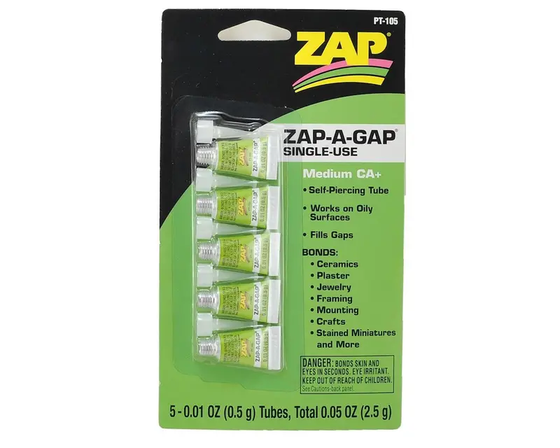 Zap Glue - Zap-A-Gap Ca+ Glue, Single-Use (5 Per Card) 1