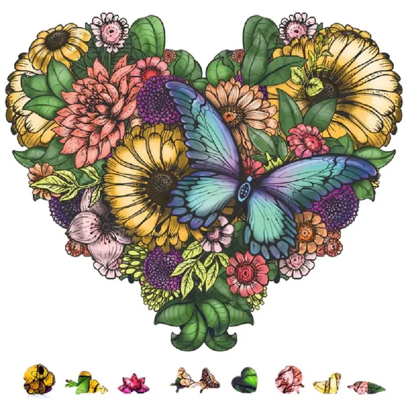 Zenchalet Puzzles - Flower Heart Wooden Puzzle, 200 Pcs 1