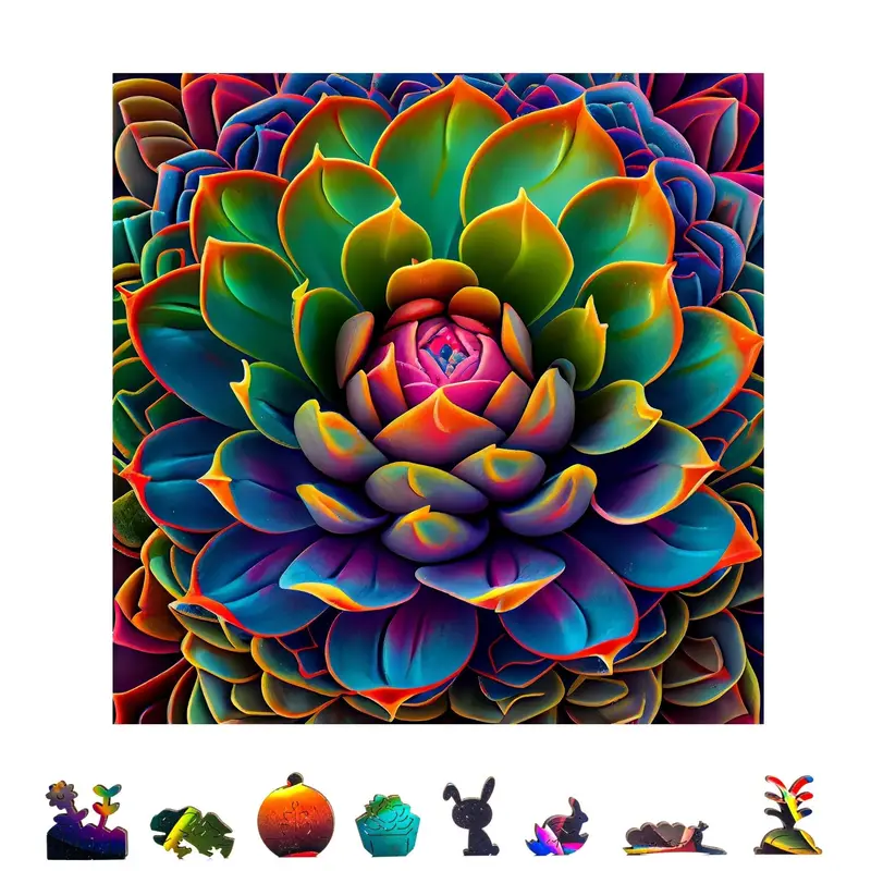 Zenchalet Puzzles - Simply Succulent Wooden Puzzle, 500 Pcs 1
