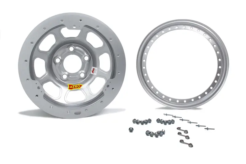 Aero Race Wheels 53-004730S 15×10 Inch Beadlock Wheel – 3-Inch Backspace, 4.75-Inch Centerbore, Silver Finish 1