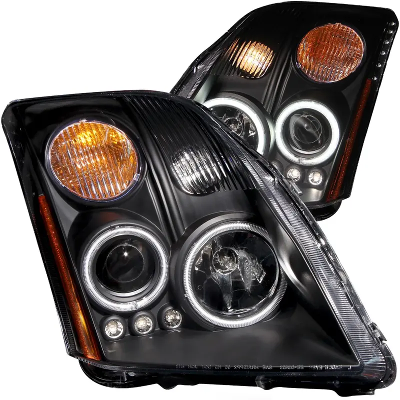 Anzo Usa Projector Headlights – Halo Ring Design, Clear Lens, Black Housing (Pair) 1
