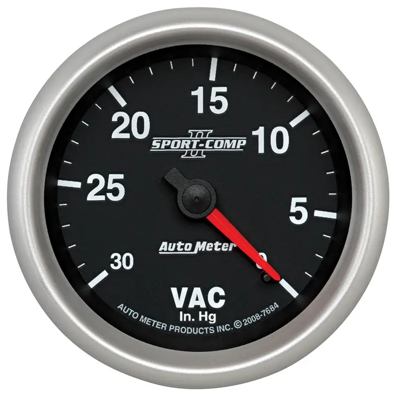 Autometer 7684 Sport-Comp Ii Mechanical Vacuum Gauge – 2 5/8" Dial, 0–30 Inhg Range 1