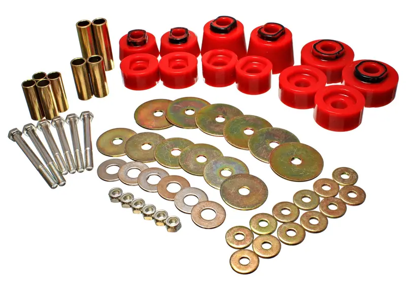 Energy Suspension 4.4117R Red Polyurethane Body Mount Kit – Includes All Necessary Hardware 1