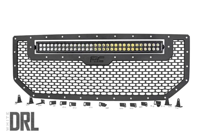 Rough Country 70158Drl 30" Dual-Row Black Series Led Mesh Grille With Cool White Drl For 2016–2018 Gmc Sierra 1500 1