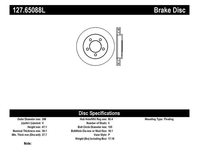 Stoptech 127.65088L Sport Drilled & Slotted Front Left Brake Rotor 1