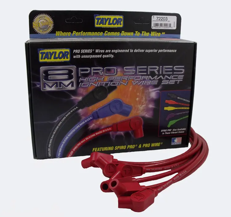 Taylor Cable 72203 8Mm Spiro-Pro Red Ignition Wire Set – 135° Boots, Custom Fit 1